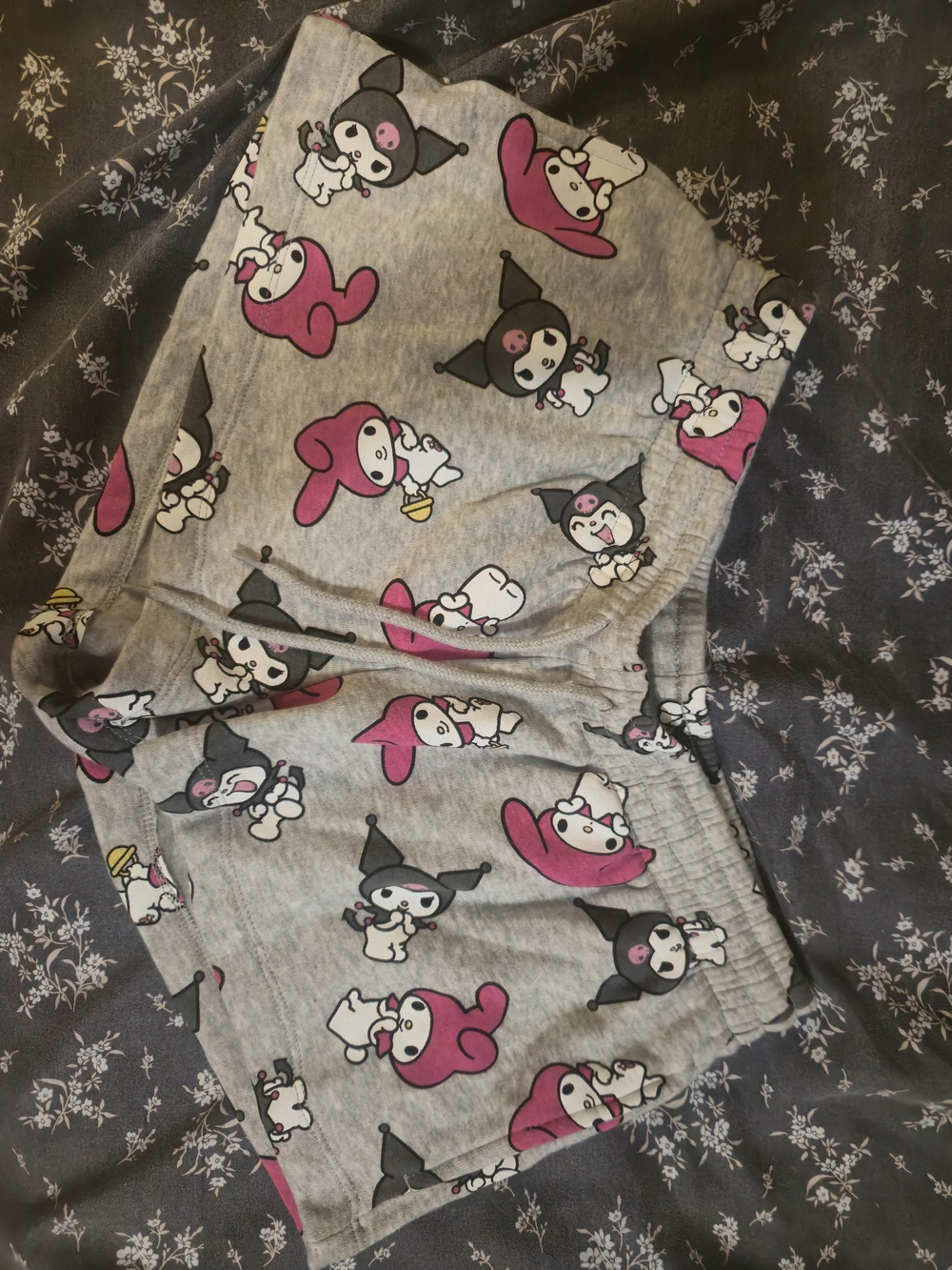 Sanrio Gray My Melody & Kuromi Lounge Shorts with Pink Accents